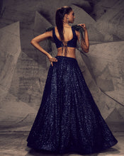 Load image into Gallery viewer, The Shimmering Blue Lehenga