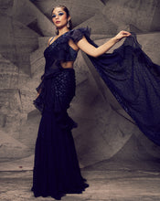 Load image into Gallery viewer, The Shimmering Blue Sharara Sari