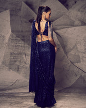 Load image into Gallery viewer, The Shimmering Blue Slit Sari