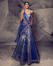 Load image into Gallery viewer, The Anant Blue Corset Lehenga

