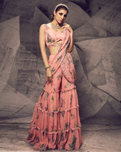 Load image into Gallery viewer, The Pink Floral Sharara Sari