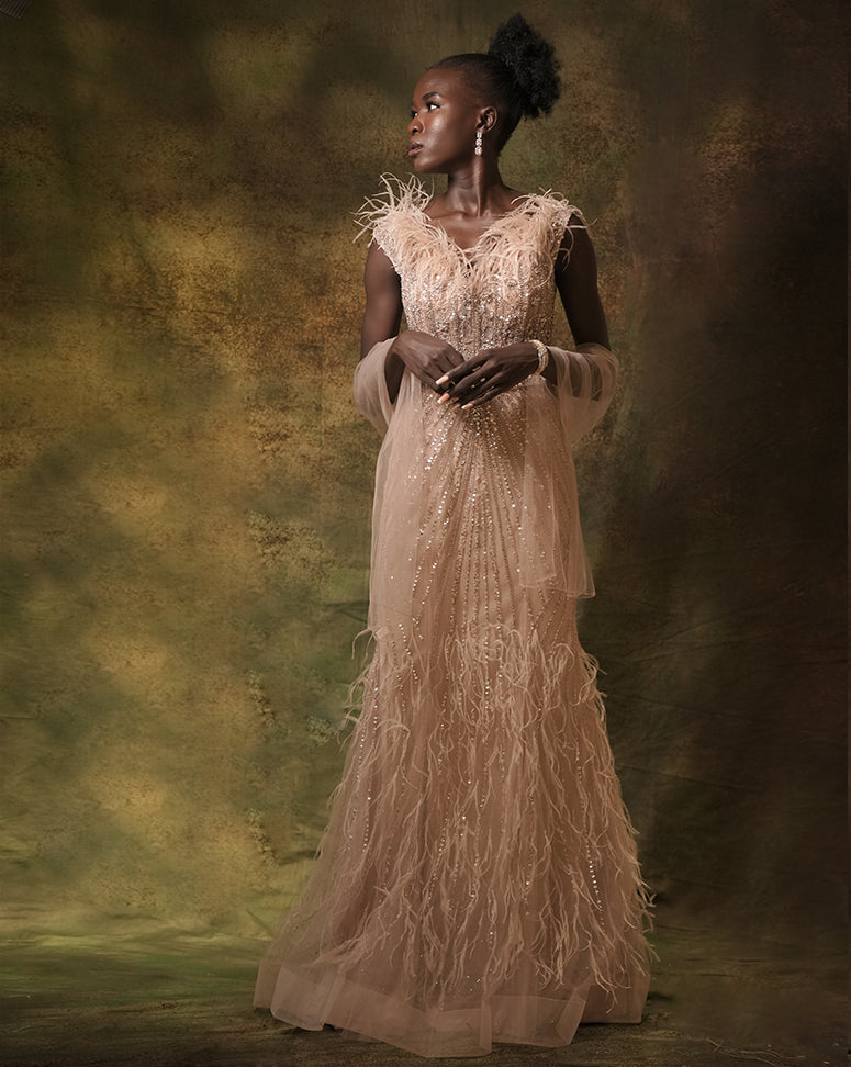 The Feathered Crystal Gown