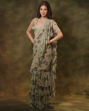 Load image into Gallery viewer, The Celadon Ruffle Sari