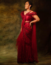 Load image into Gallery viewer, The Maroon Floral Skirt Sari