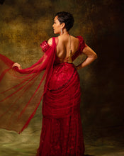 Load image into Gallery viewer, The Maroon Floral Skirt Sari
