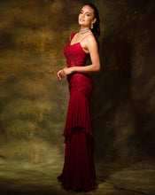 Load image into Gallery viewer, The Red Sequins Gown Sari