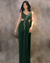 Load image into Gallery viewer, The Shimmering Green Embroidered Cross Sari