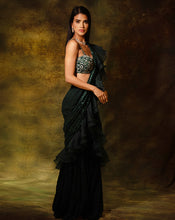 Load image into Gallery viewer, The Shimmering Green Sharara Sari