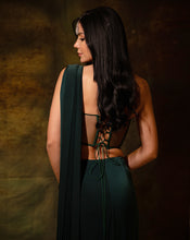 Load image into Gallery viewer, The Shimmering Green Corset Sari
