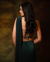 Load image into Gallery viewer, The Shimmering Green Corset Sari