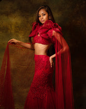 Load image into Gallery viewer, The Contemporary Red Ruffle Lehenga