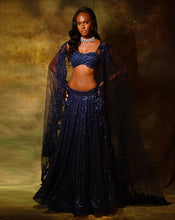 Load image into Gallery viewer, The Shimmering Blue Trail Lehenga