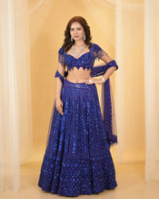 Load image into Gallery viewer, Embroidered Royal Blue Lehenga