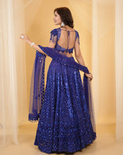 Load image into Gallery viewer, Embroidered Royal Blue Lehenga