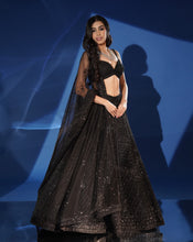 Load image into Gallery viewer, Midnight Black Lehenga Set