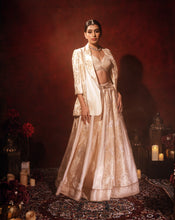 Load image into Gallery viewer, Ivory brocade Blazer Lehenga set