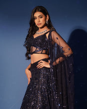 Load image into Gallery viewer, Midnight Blue Corset Lehenga
