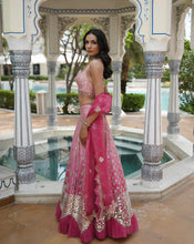 Load image into Gallery viewer, Ainna Ombre Pink Mirror Lehenga