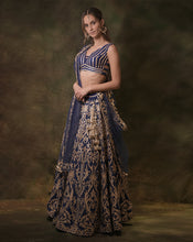 Load image into Gallery viewer, The Electrical Blue Gota Lehenga