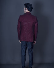 Load image into Gallery viewer, Maroon embroidered bandhgala