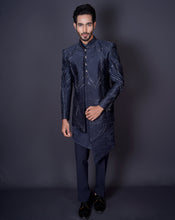Load image into Gallery viewer, MOF Embroidered Blue Sherwani