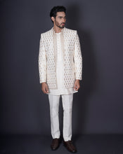 Load image into Gallery viewer, Ivory Jacket Kurta Set