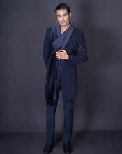 Load image into Gallery viewer, Asymmetrical Blue Bandhgala