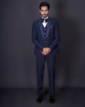 Load image into Gallery viewer, Navy Embroidered Tuxedo Set