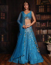 Load image into Gallery viewer, The Sheesh Blue Lehenga