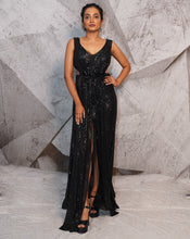 Load image into Gallery viewer, The Quintessential sequins black gown
