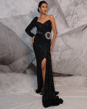Load image into Gallery viewer, The corset sequins black gown