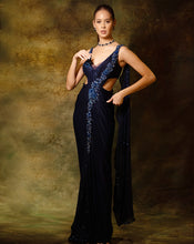 Load image into Gallery viewer, The Shimmering Blue cross sari
