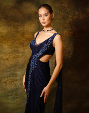 Load image into Gallery viewer, The Shimmering Blue cross sari