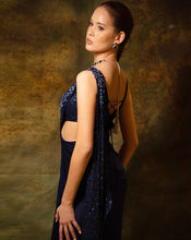 Load image into Gallery viewer, The Shimmering Blue cross sari