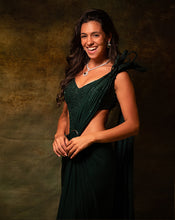 Load image into Gallery viewer, The Shimmering green circle sari