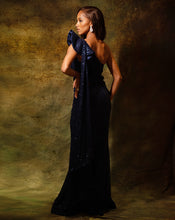 Load image into Gallery viewer, The Shimmering Blue slit gown