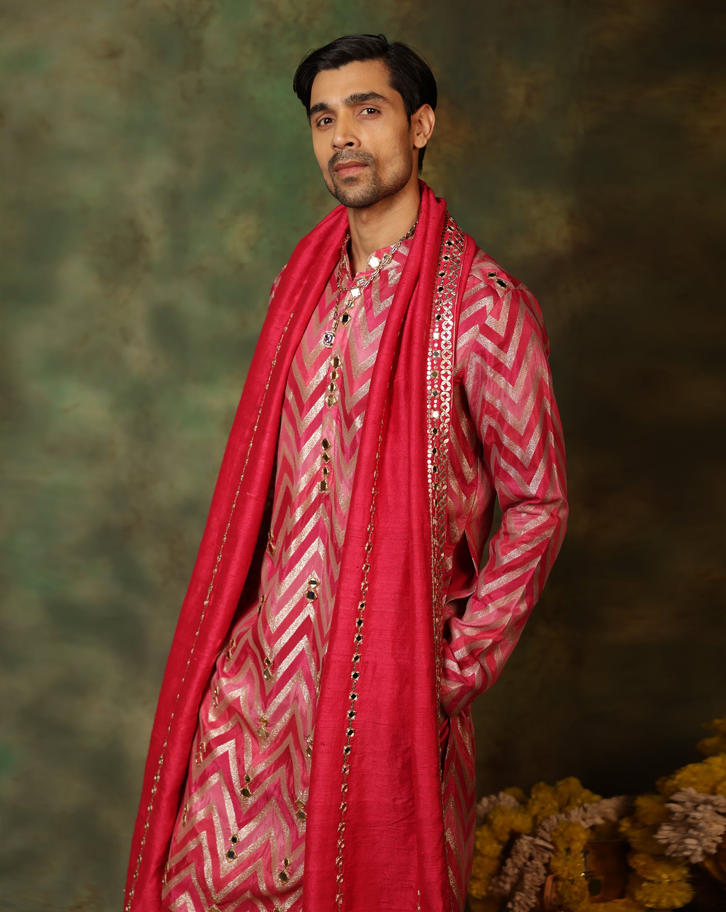 RAni pink mens kurta set