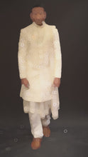 Load and play video in Gallery viewer, Embroidered Ivory Sherwani
