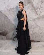 Load image into Gallery viewer, The Sequins Black Sari-Gown