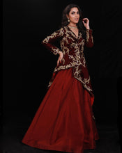 Load image into Gallery viewer, The Maroon Jacket Lehenga