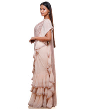 Load image into Gallery viewer, The Shimmering Pink Ruffle Sari