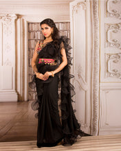 Load image into Gallery viewer, The Black Ruffle Sari - Archana Kochhar India