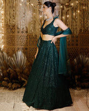 Load image into Gallery viewer, The Shimmering green lehenga