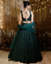 Load image into Gallery viewer, The Shimmering green lehenga