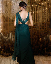 Load image into Gallery viewer, The Shimmering green circle sari