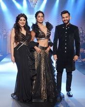 Load image into Gallery viewer, The Black and Gold Lehenga