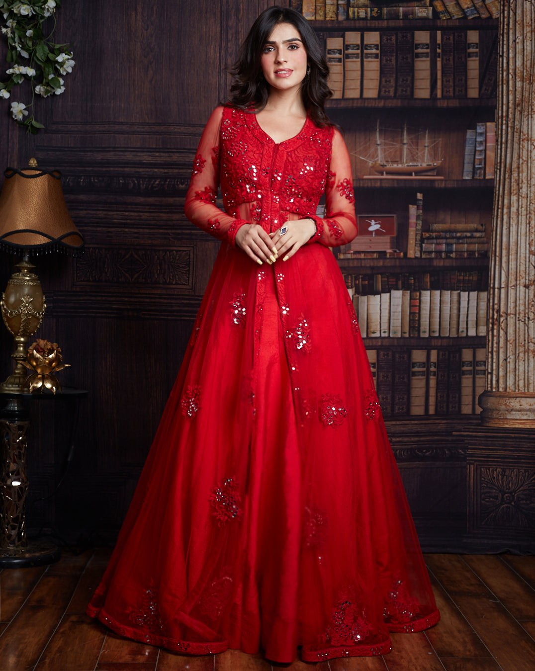Designer Lehenga With Long Jacket The Red Jacket Lehenga Designer Lehenga With Long Jacket The Red Jacket Lehenga