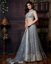 Load image into Gallery viewer, The Grey Floral Lehenga