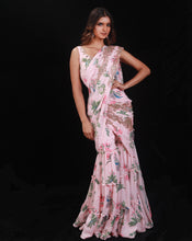 Load image into Gallery viewer, The Pink Paradise Embroidered Plazzo Sari
