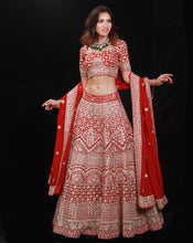 Load image into Gallery viewer, The Gota Red Lehenga